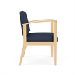 Amherst Wood Reception Waiting Room Healthcare Guest Chair / Natural Wood / Blue