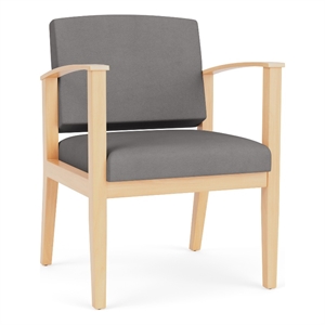Amherst Wood Reception Waiting Guest Chair / Natural Wood / Light Gray