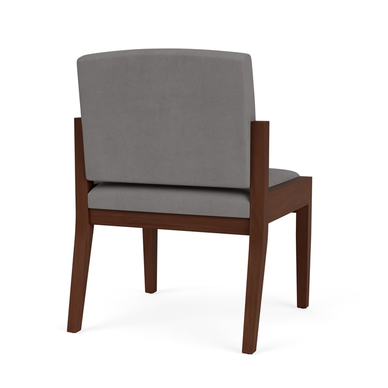 Amherst Wood Reception Waiting Armless Guest Chair / Walnut Wood / Light Gray