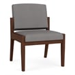 Amherst Wood Reception Waiting Armless Guest Chair / Walnut Wood / Light Gray