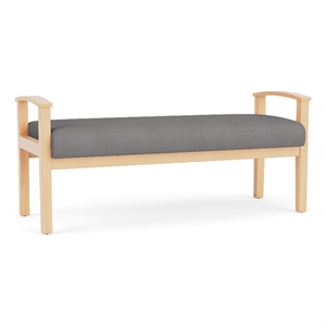 Amherst Wood Reception Waiting 19&quot 2 Seat Bench / Natural Wood / Light Gray