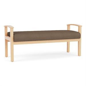 Amherst Wood Reception Waiting 19&quot 2 Seat Bench / Natural Wood / Brown