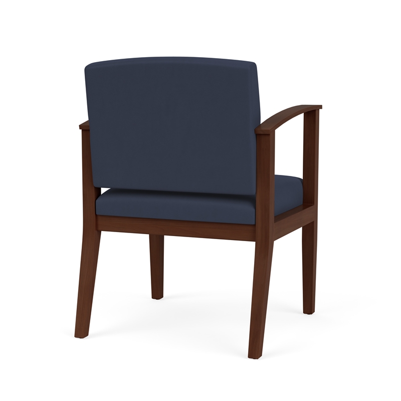 Amherst Wood Reception Waiting Room Healthcare Guest Chair / Walnut Wood / Blue