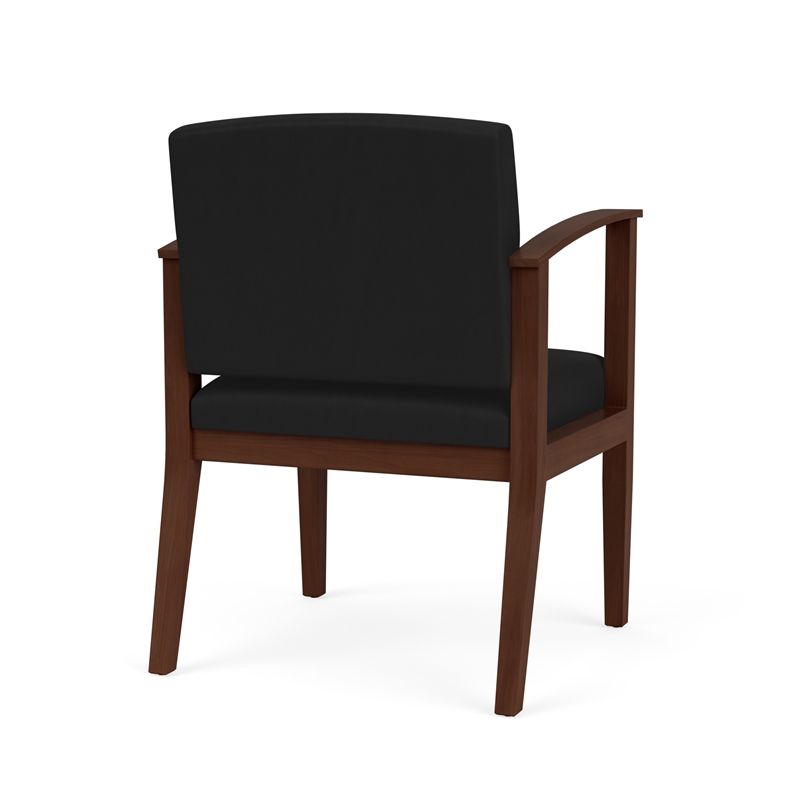 Amherst Wood Reception Waiting Room Healthcare Guest Chair / Walnut Wood / Black