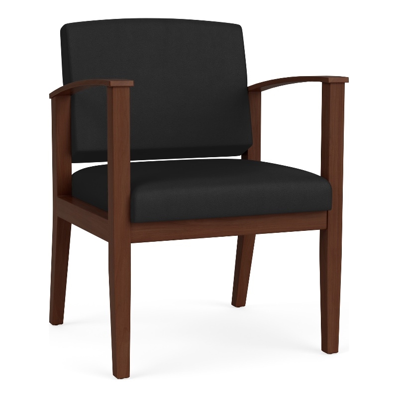 Amherst Wood Reception Waiting Room Healthcare Guest Chair / Walnut Wood / Black