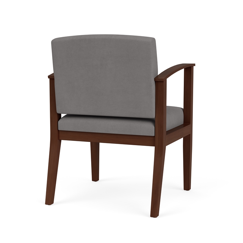 Amherst Wood Reception Waiting Room Guest Chair / Walnut Wood / Light Gray