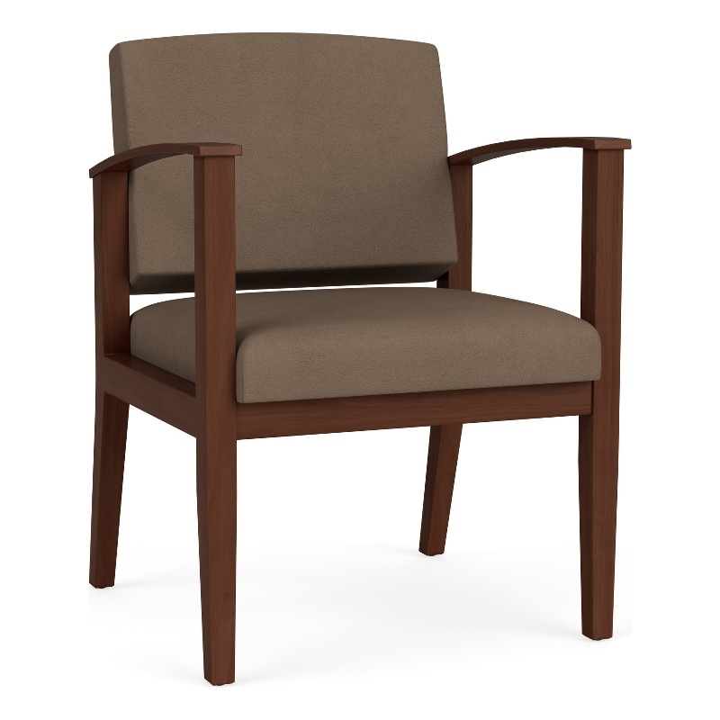 Amherst Wood Reception Waiting Room Healthcare Guest Chair / Walnut Wood / Brown