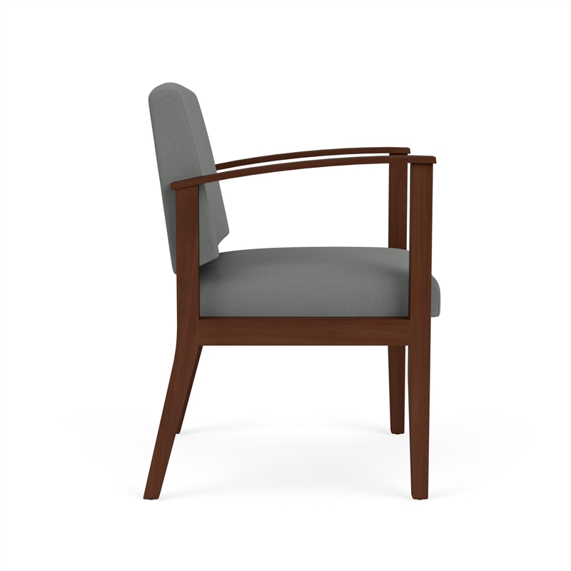 Amherst Wood Reception Waiting Room Guest Chair / Walnut Wood / Light Gray