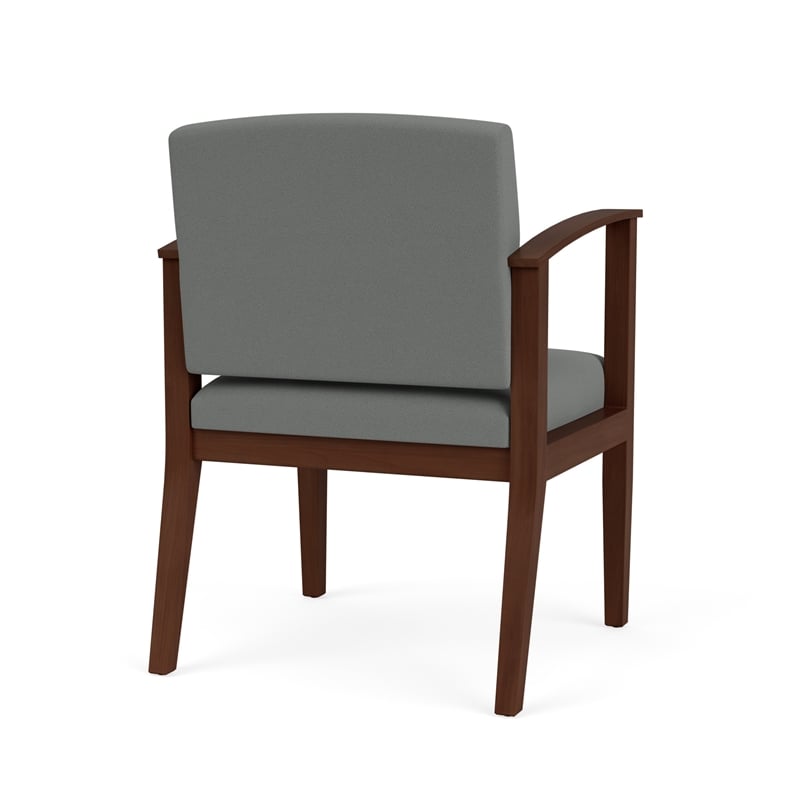 Amherst Wood Reception Waiting Room Guest Chair / Walnut Wood / Light Gray