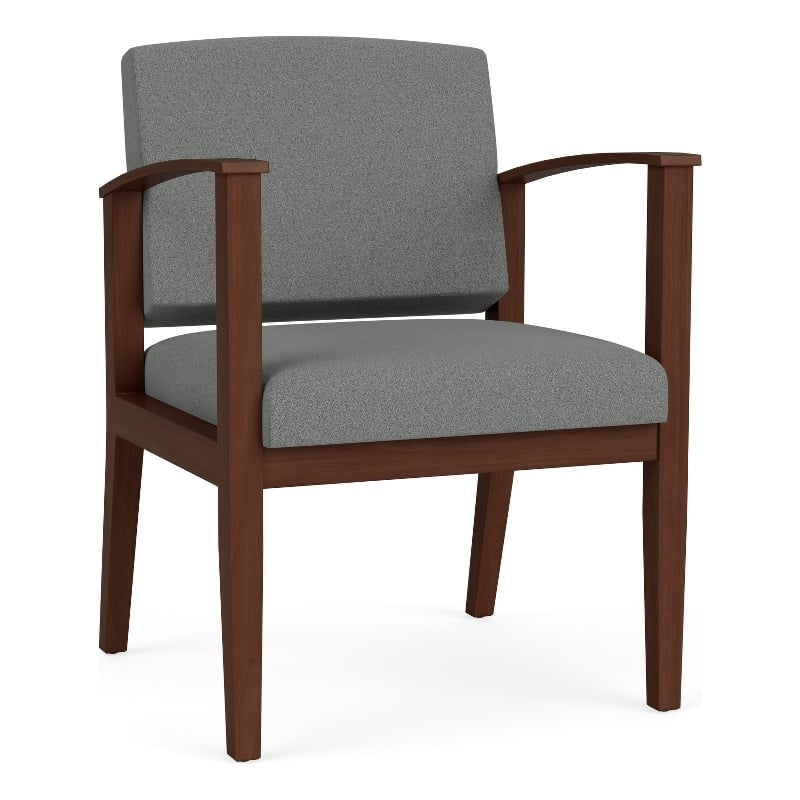 Amherst Wood Reception Waiting Room Guest Chair / Walnut Wood / Light Gray