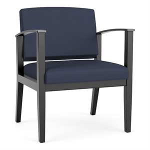 Amherst Wood Reception Waiting Oversize Guest Chair / Black Wood / Blue