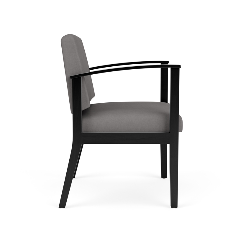 Amherst Wood Reception Waiting Oversize Guest Chair / Black Wood / Light Gray