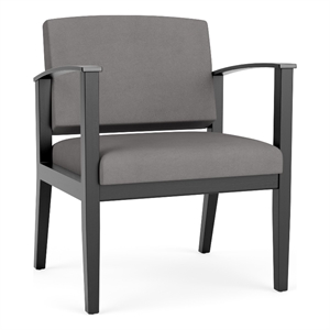 Amherst Wood Reception Waiting Oversize Guest Chair / Black Wood / Light Gray