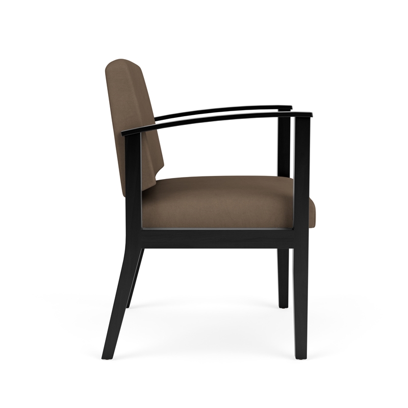 Amherst Wood Reception Waiting Oversize Guest Chair / Black Wood / Brown