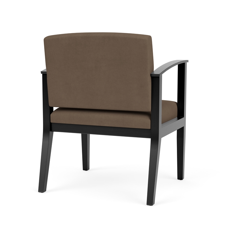 Amherst Wood Reception Waiting Oversize Guest Chair / Black Wood / Brown
