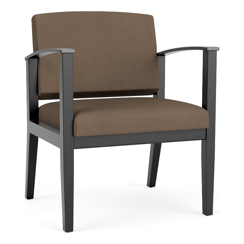 Amherst Wood Reception Waiting Oversize Guest Chair / Black Wood / Brown