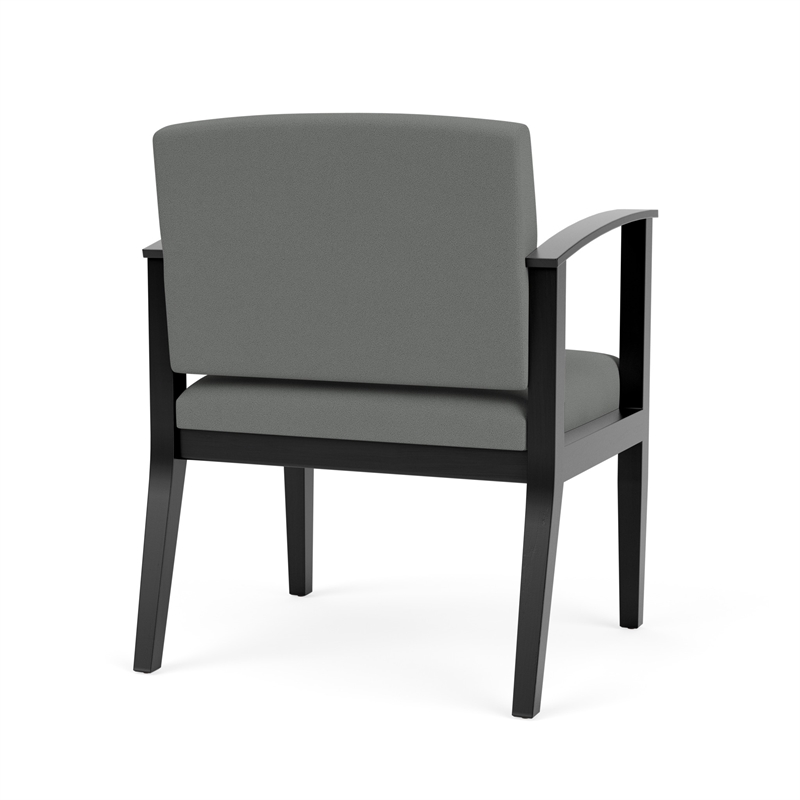 Amherst Wood Reception Waiting Oversize Guest Chair / Black Wood / Light Gray