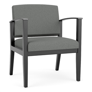 Amherst Wood Reception Waiting Oversize Guest Chair / Black Wood / Light Gray