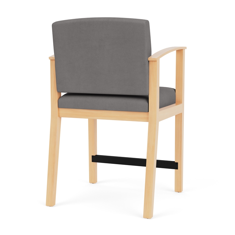 Amherst Wood Reception Waiting Room Hip Chair / Natural Wood / Light Gray