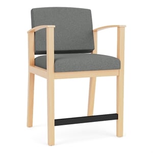 Amherst Wood Reception Waiting Room Hip Chair / Natural Wood / Light Gray