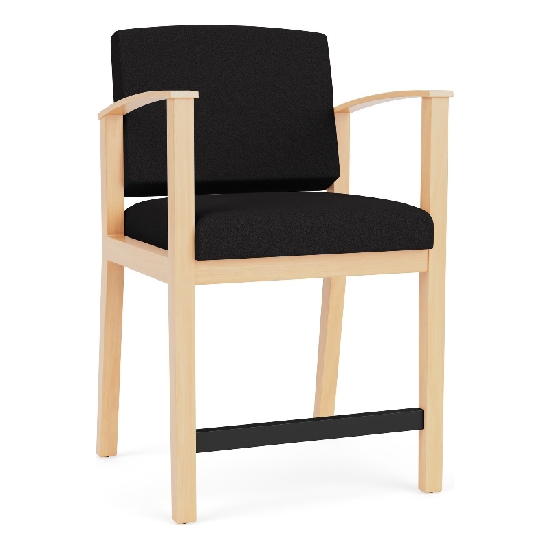Amherst Wood Reception Waiting Room Healthcare Hip Chair / Natural Wood / Black