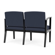 Amherst Wood Reception Waiting Room Healthcare 2-Seat Chair / Black Wood / Blue