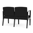 Amherst Wood Reception Waiting Room Healthcare 2-Seat Chair / Black Wood / Black