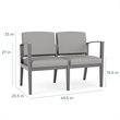 Amherst Wood Reception Waiting Room Healthcare 2-Seat Chair / Black Wood / Black