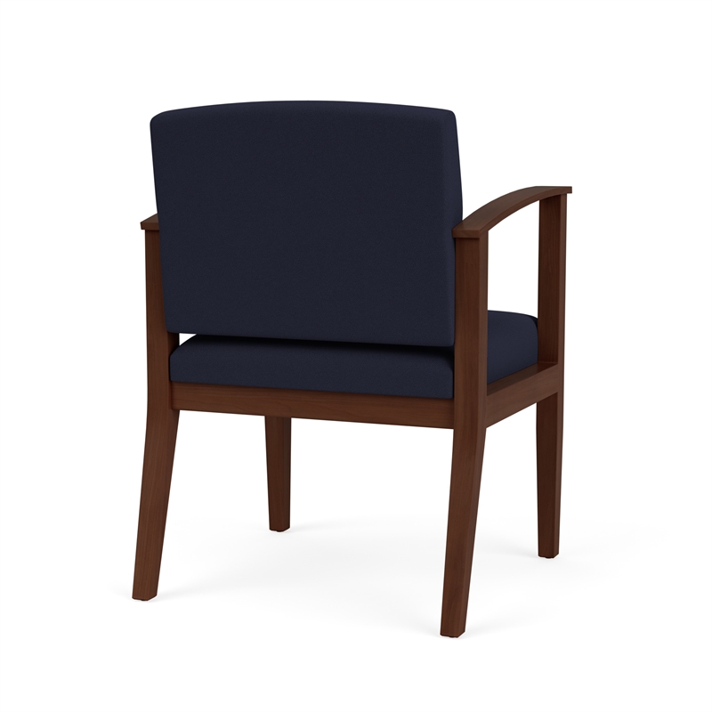 Amherst Wood Reception Waiting Room Guest Chair / Walnut Wood / Navy Blue