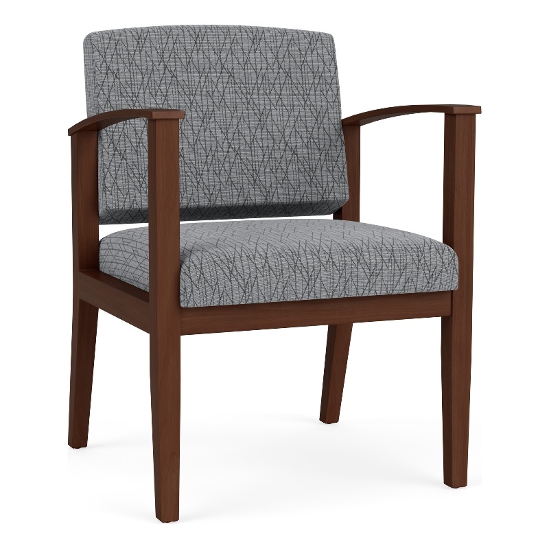 Amherst Wood Reception Waiting Room Healthcare Guest Chair / Walnut Wood / Gray