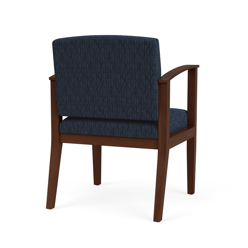 Amherst Wood Reception Waiting Room Healthcare Guest Chair / Walnut Wood / Blue