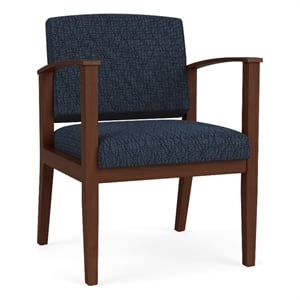 Amherst Wood Reception Waiting Room Healthcare Guest Chair / Walnut Wood / Blue
