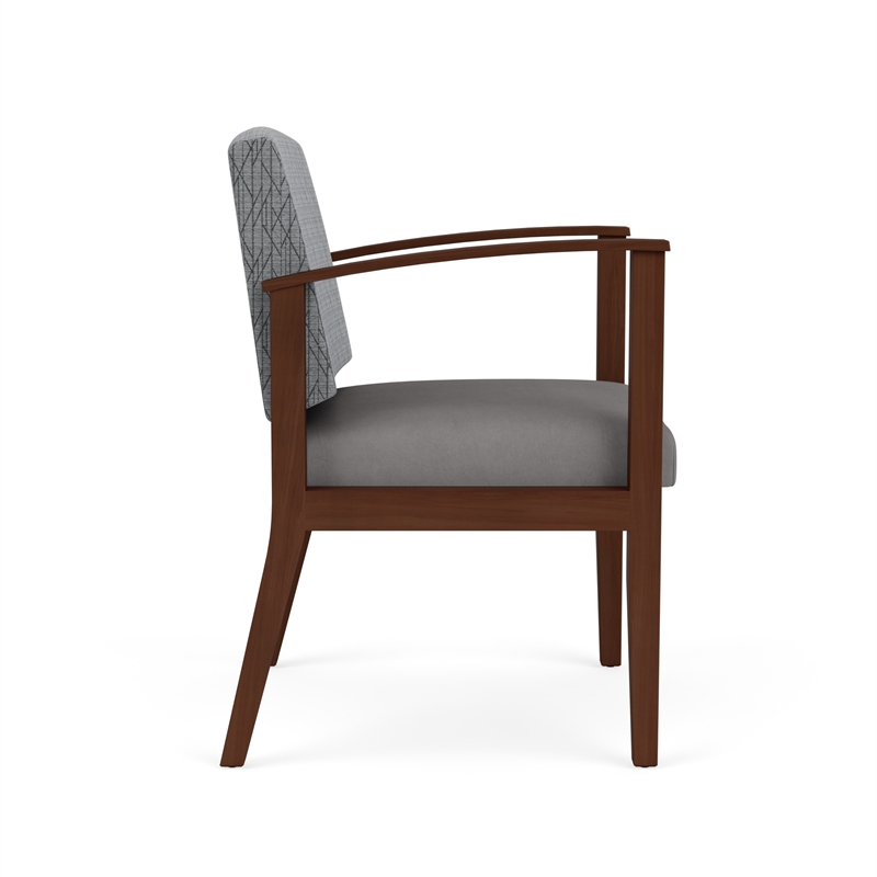 Amherst Wood Reception Waiting Guest Chair / Walnut Wood / Gray / Gray