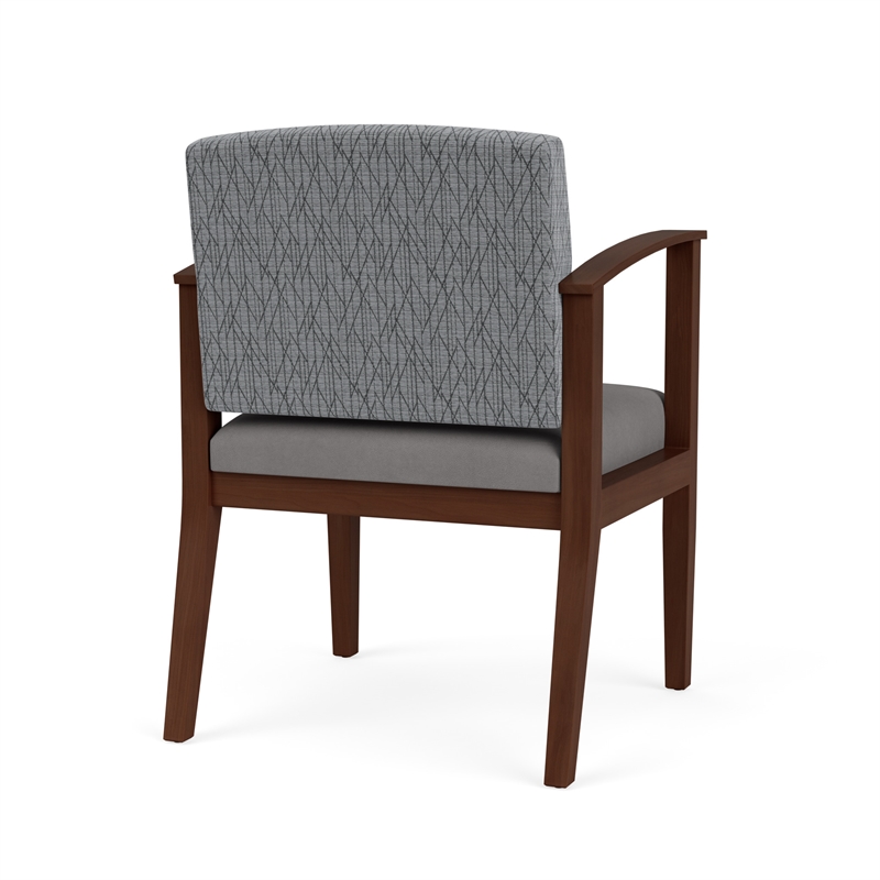 Amherst Wood Reception Waiting Guest Chair / Walnut Wood / Gray / Gray