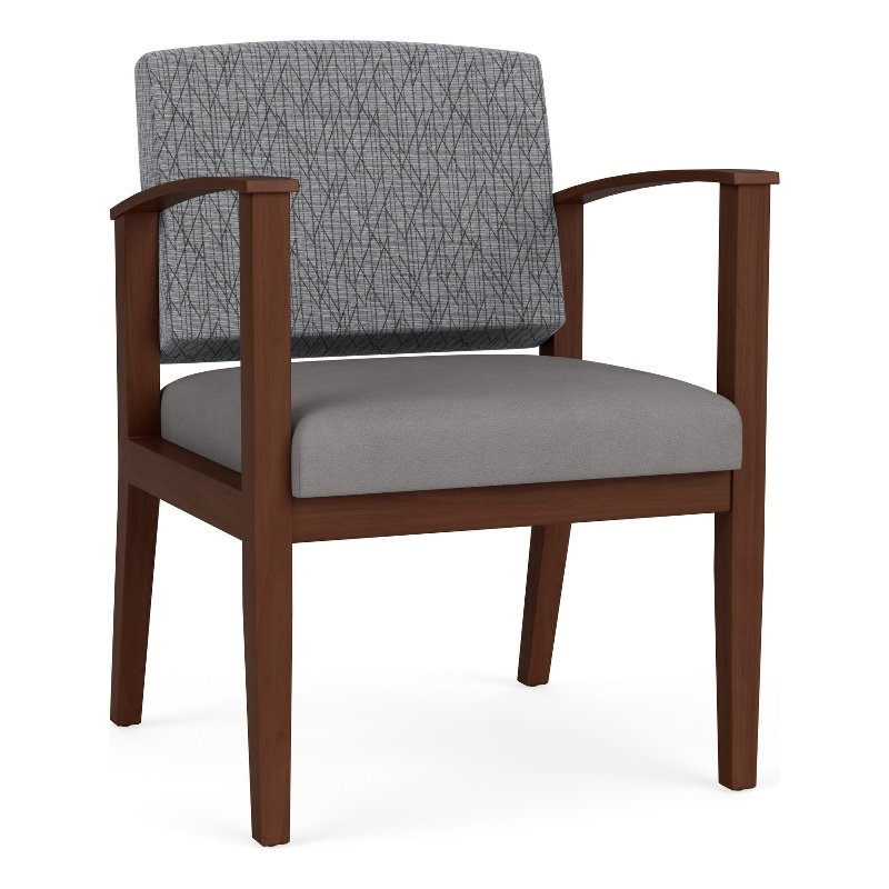 Amherst Wood Reception Waiting Guest Chair / Walnut Wood / Gray / Gray