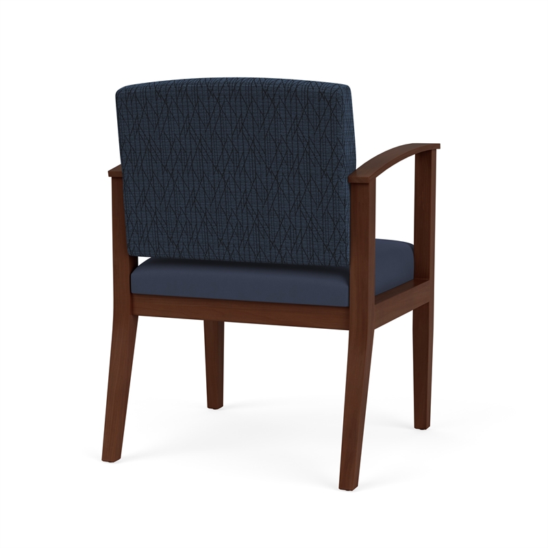 Amherst Wood Reception Waiting Guest Chair / Walnut Wood / Blue / Blue