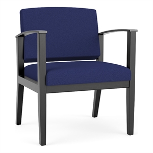Amherst Wood Reception Waiting Oversize Guest Chair / Black Wood / Blue