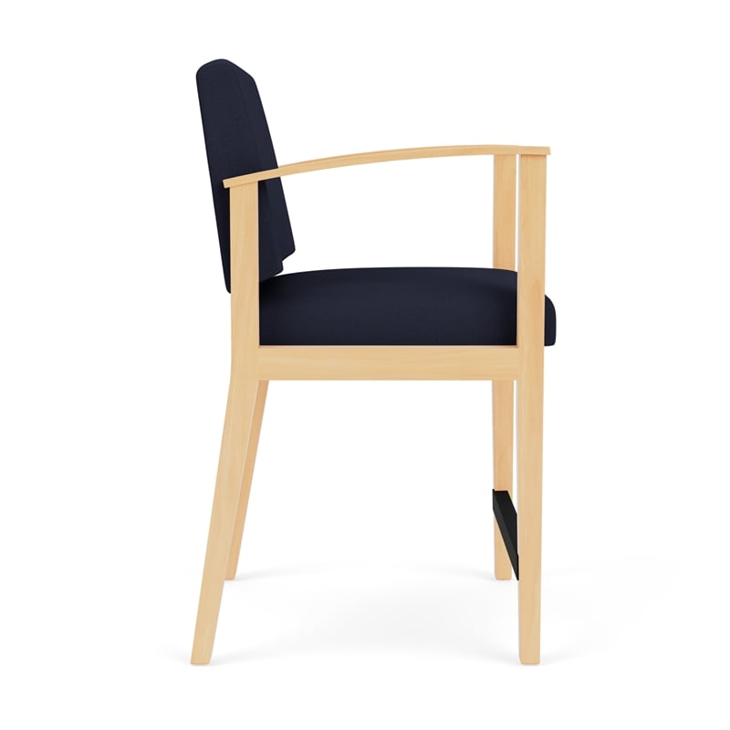 Amherst Wood Reception Waiting Room Hip Chair / Natural Wood / Navy Blue