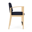 Amherst Wood Reception Waiting Room Hip Chair / Natural Wood / Navy Blue