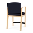 Amherst Wood Reception Waiting Room Hip Chair / Natural Wood / Navy Blue