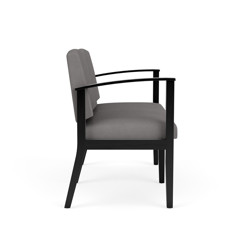 Amherst Wood Reception Waiting Room 2-Seat Chair / Black Wood / Light Gray