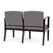 Amherst Wood Reception Waiting Room 2-Seat Chair / Black Wood / Light Gray