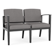 Amherst Wood Reception Waiting Room 2-Seat Chair / Black Wood / Light Gray