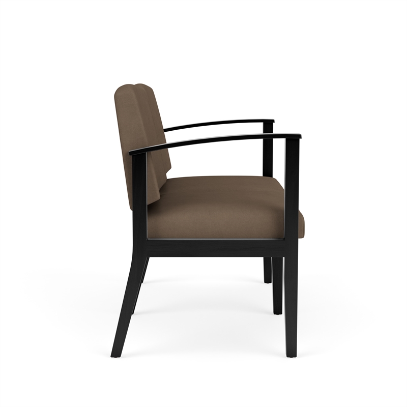 Amherst Wood Reception Waiting Room Healthcare 2-Seat Chair / Black Wood / Brown