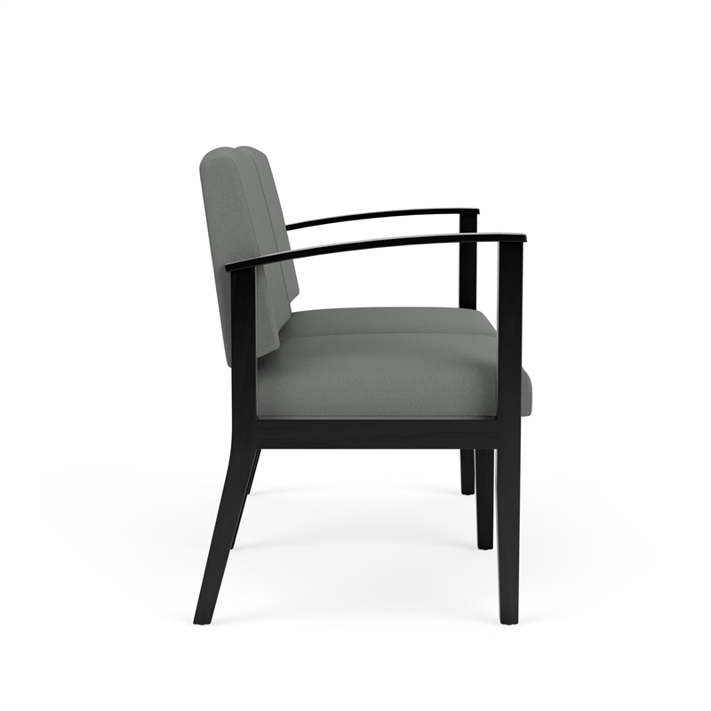 Amherst Wood Reception Waiting Room 2-Seat Chair / Black Wood / Light Gray