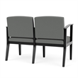 Amherst Wood Reception Waiting Room 2-Seat Chair / Black Wood / Light Gray