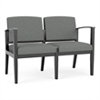 Amherst Wood Reception Waiting Room 2-Seat Chair / Black Wood / Light Gray