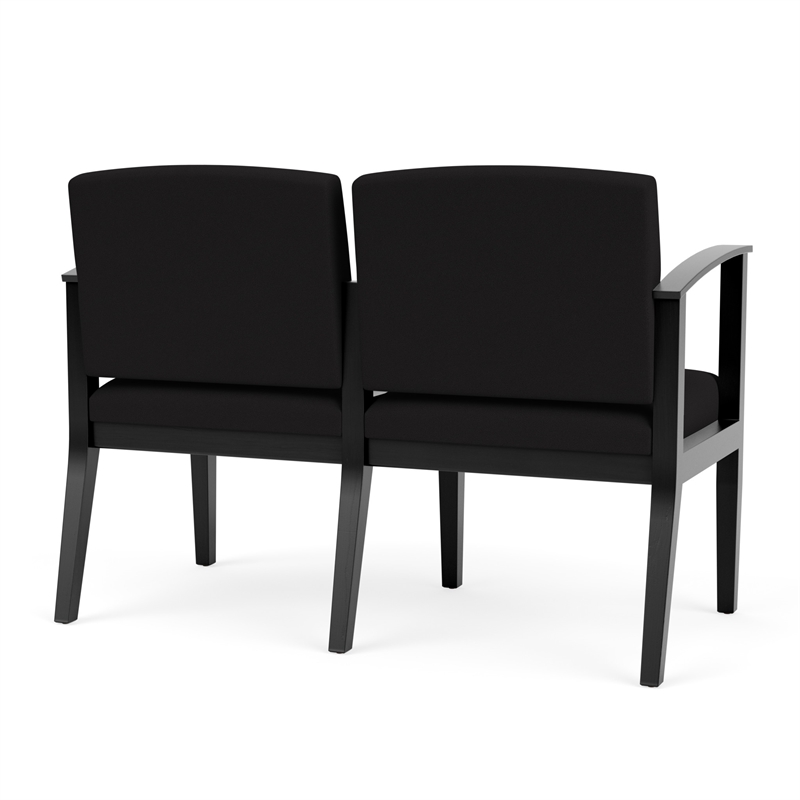 Amherst Wood Reception Waiting Room Healthcare 2-Seat Chair / Black Wood / Black