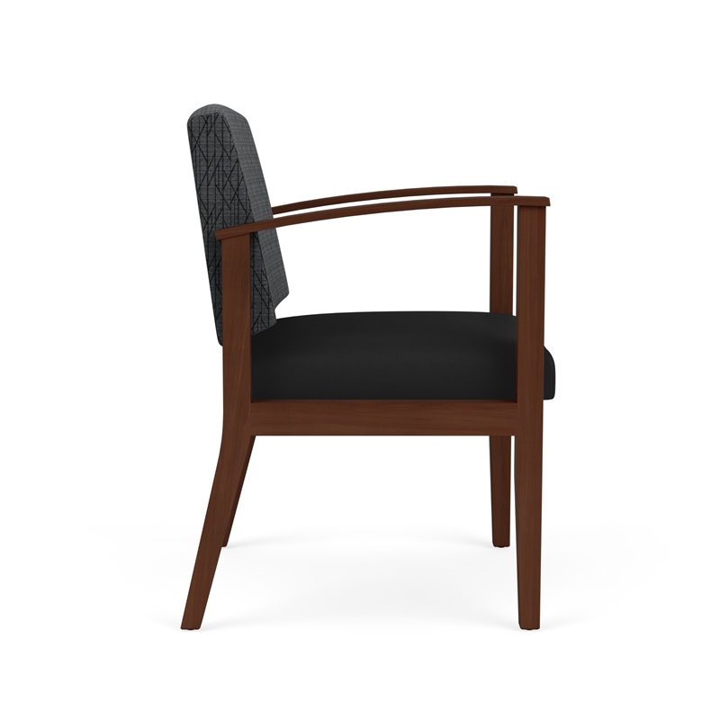 Amherst Wood Reception Waiting Guest Chair / Walnut Wood / Dark Gray / Black