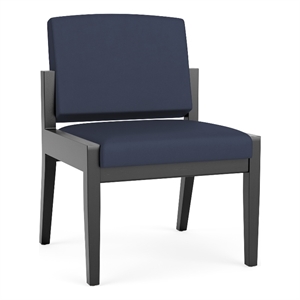 Amherst Wood Reception Waiting Armless Guest Chair / Black Wood / Blue
